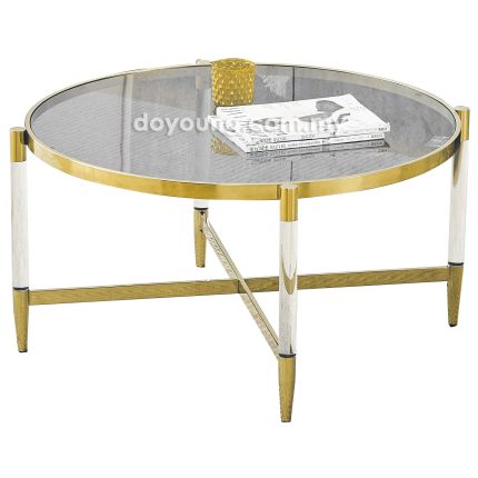 CARINA II (Ø90cm Smoke Glass, Gold) Coffee Table
