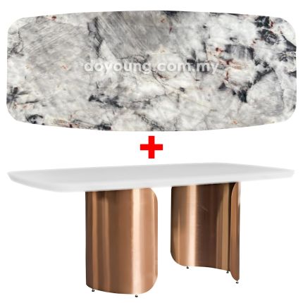 CARONA (210x110cm Lasered Natural Stone - Grey) Dining Table