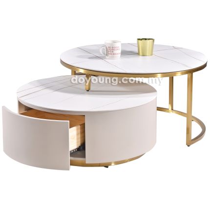 CAELIA IV (Ø80,70cm Sintered Stone) Nesting Coffee Tables