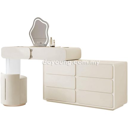 CLAISE III (190/210cm) Dressing Table with Mirror and Pouf