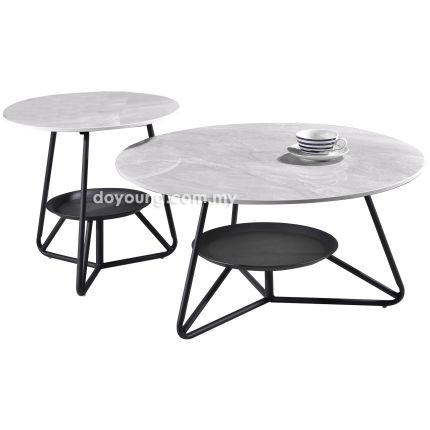 CLARINA (Ø80,50cm Set-of-2) Ceramic Top Coffee Tables