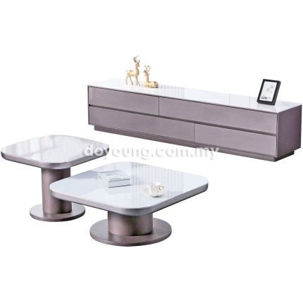 CLEON (200cm Ceramic) TV Console + (▢80cm) Coffee Table + (▢60H47cm) Side Table