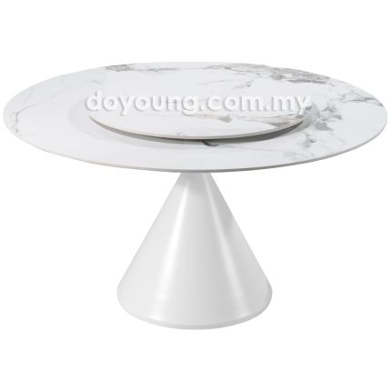 CONEY White II (Ø135cm Ceramic) Dining Table with Lazy Susan