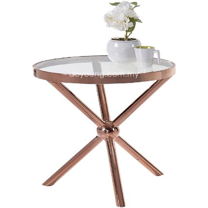 DONIELLE (Ø60cm Bronze) Side Table with Tempered Glass