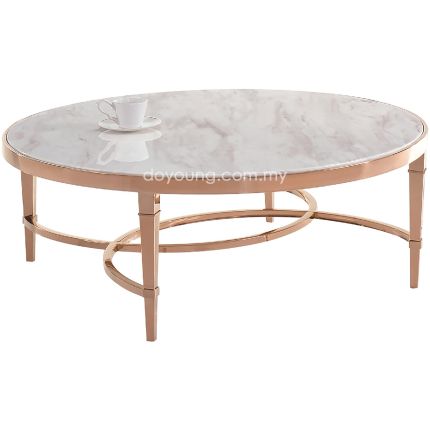 ELIGIO (Ø102cm Rose Gold) Coffee Table with Faux Marble Top