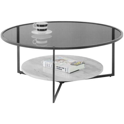 CLARINS (Ø90cm) Coffee Table with Tempered Glass Top 