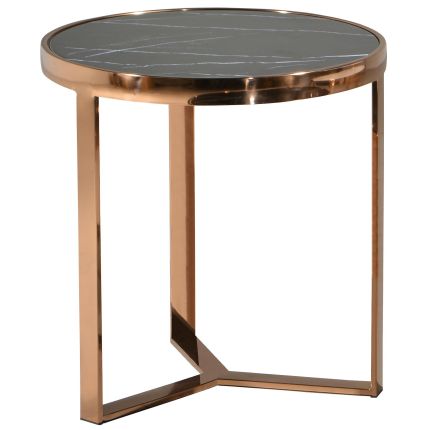 FRITZI+ (Ø50H53cm Rose Gold, GENUINE Marble) Side Table