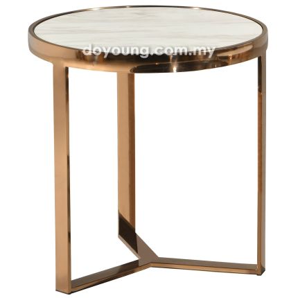 FRITZI+ (Ø50H53cm Rose Gold, Faux Marble) Side Table