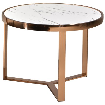 FRITZI+ (Ø60H46cm Rose Gold, Faux Marble) Coffee Table