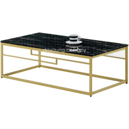 MARJETA (100cm Gold) Coffee Table with Faux Marble Top