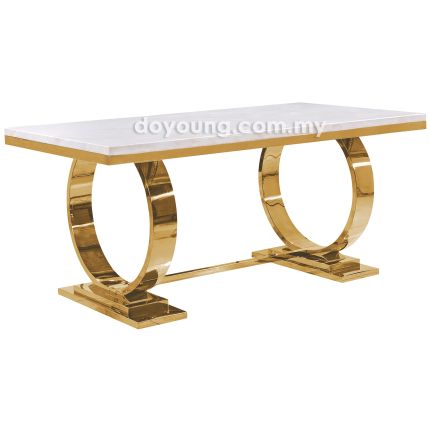 CYNDER (180x90cm Faux Marble, Gold) Dining Table