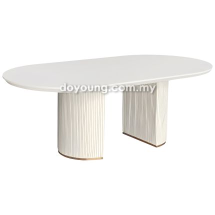 HASKA IV (180/210cm Faux Marble - Plain White) Dining Table (Top Thickness: 50mm)