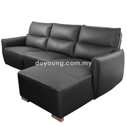 DAROLD (249cm Dark Grey/ Half Leather) L-Shape Modular Recliner Sofa (SA SHOWPIECE)