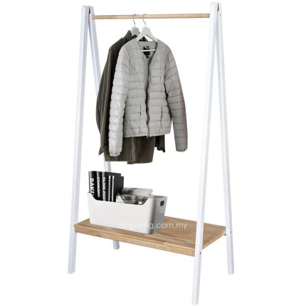 NOORA (H173cm Rubberwood - Oak + White) Cloth Hanger*