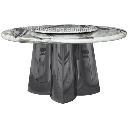STARLET (Ø130cm Faux Marble - Dark Grey) Dining Table with Lazy Susan