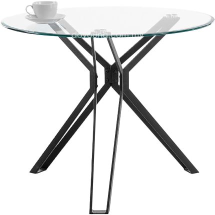 XENA (Ø90cm) Dining Table with Tempered Glass Top