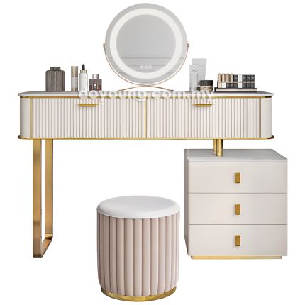 DYNAN (100/120cm) Dressing Table with LED Mirror and Pouf