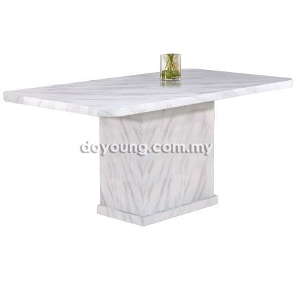 IFORA (160x90cm Light Grey) Fully Faux Marble Dining Table