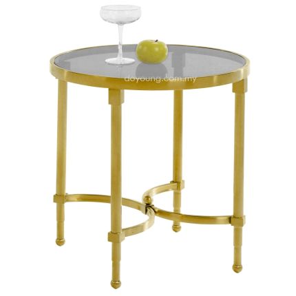 PAULINE (Ø50cm Gold) Side Table with Tempered Glass Top