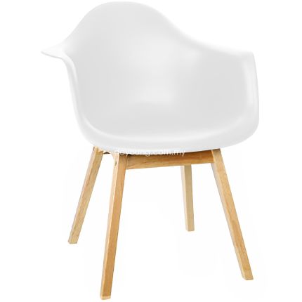 Eames W4 (Rubberwood Leg - White) Armchair (PP replica)*
