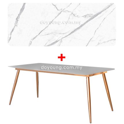 EBEN III (180x90cm Sintered Stone - White) Rose Gold Dining Table