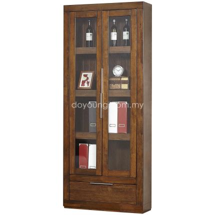 PAYTON (90H213cm) Bookcase with Glass Doors + 1 Drawer