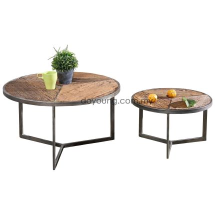 CALINA (Ø70,50cm Reclaimed Wood) Set-of-2 Coffee Tables (EXPIRING)