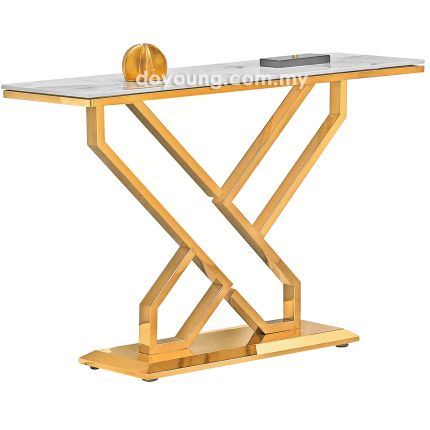 FAUCI X (120x40cm Ceramic, Gold) Console Table