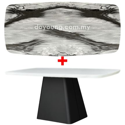 OLUCE (180x100cm - Faux Marble, Dark Grey) Dining Table