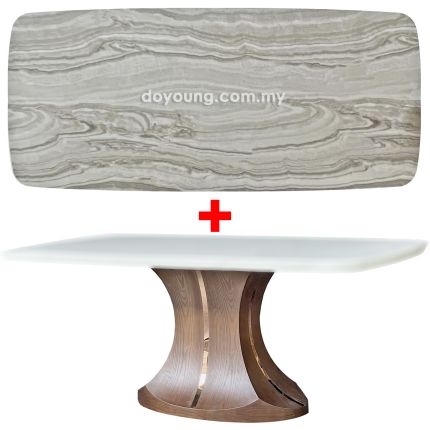 RASIA (180cm - Faux Marble, Grey) Dining Table 