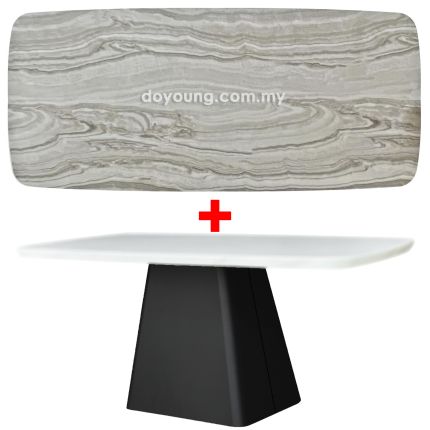 OLUCE (180x100cm - Faux Marble, Grey) Dining Table