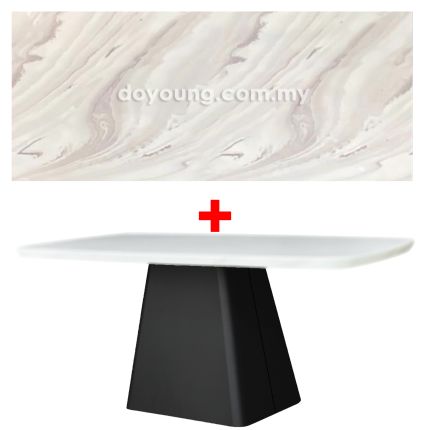 OLUCE (180x100cm - Faux Marble, Light Grey) Dining Table
