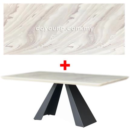 ELIOT II (180x100cm - Faux Marble, Light Grey) Dining Table
