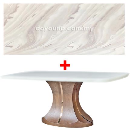 RASIA (180cm - Faux Marble, Light Grey) Dining Table 