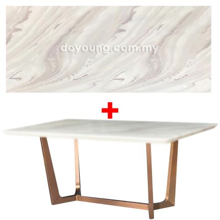 NILSINA III (180x100cm - Faux Marble, Light Grey) Rose Gold Dining Table