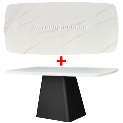 OLUCE (180x100cm - Faux Marble, White) Dining Table