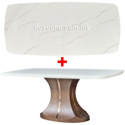RASIA (180x100cm - Faux Marble, White) Dining Table 