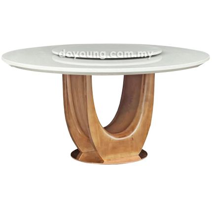 VAVEAH II (Ø130cm Faux Marble - White) Dining Table with Lazy Susan