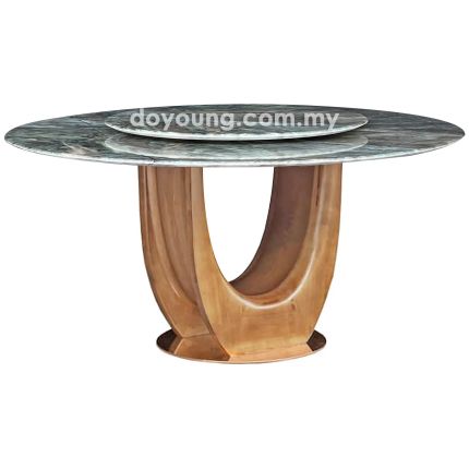 VAVEAH II (Ø150cm Lasered Natural Stone - Green) Dining Table with Lazy Susan