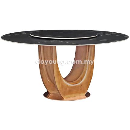 VAVEAH II (Ø135cm Sintered Stone - Black) Dining Table with Lazy Susan