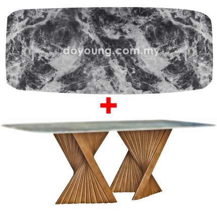 TERTRUD III (180x100cm Lasered Natural Stone - Grey)  Dining Table