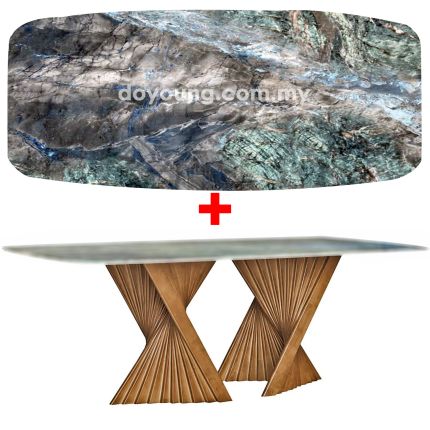 TERTRUD III (180x100cm Lasered Natural Stone - Green)  Dining Table