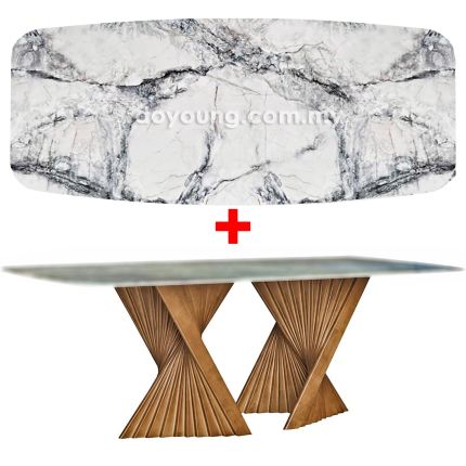 TERTRUD III (180x100cm Lasered Natural Stone - White)  Dining Table