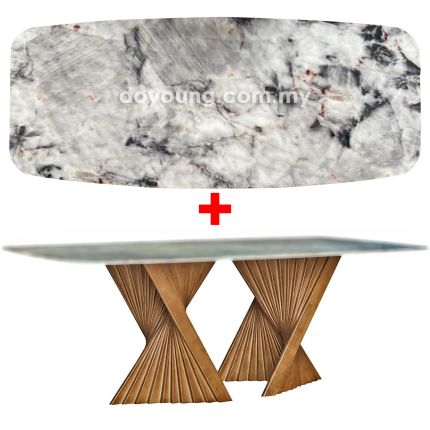 TERTRUD III (210x110cm Lasered Natural Stone - Light Grey)  Dining Table