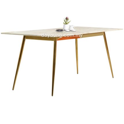 KEENAN+ (160x90cm Gold, Faux Marble) Dining Table