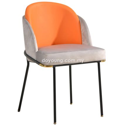 NOIR II (Faux Leather+Velvet, Black - Orange) Armchair