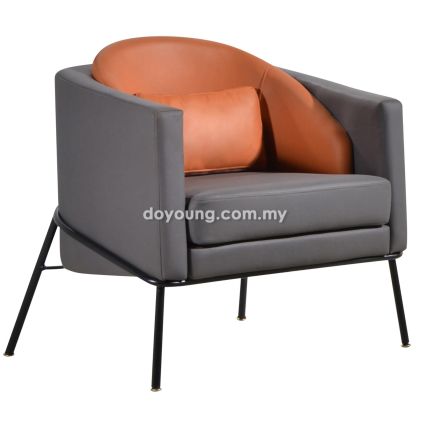 NOIR (77cm Faux Leather - Orange+Grey) Armchair (EXPIRING)