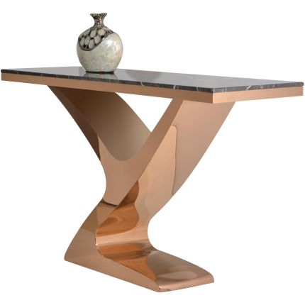 LORENTZ Y (150x45cm Rose Gold) Console Table with Faux Marble Top