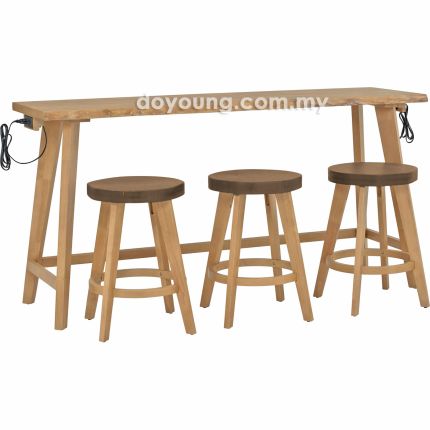 FLISAD (183H92cm Acacia Wood) 1+3 Counter Table Set