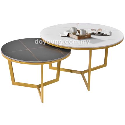 FRAZIER (Ø80,60cm Set-of-2 - Sintered Stone, Gold) Coffee Tables